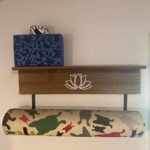 Wooden Wall Shelf with Yoga Mat Holder